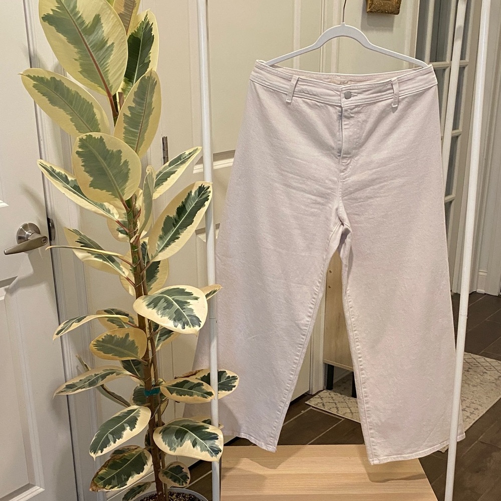 Cream Wide Leg Jeans